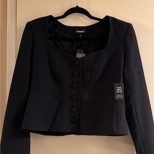 Express Black Cropped Blazer Jacket Corset Button Front Size 14 NWT